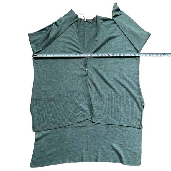 FREE PEOPLE TGIF Hi Lo Snap Buttons Marled Green Oversized Cardigan M - Picture 2 of 5